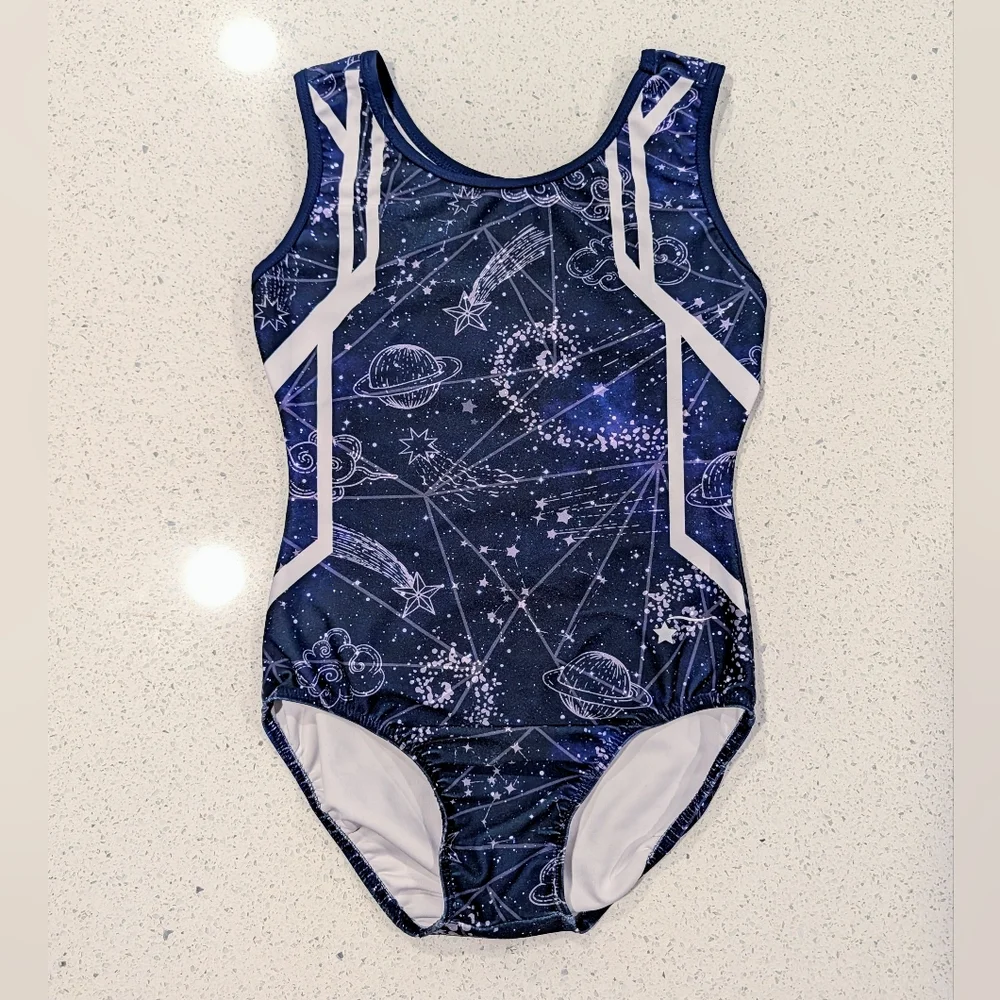 CELESTIAL GALAXY Destira Gymnastics Dance Leotard Extra Large MOON PHASE Zodiac - Picture 1 of 6